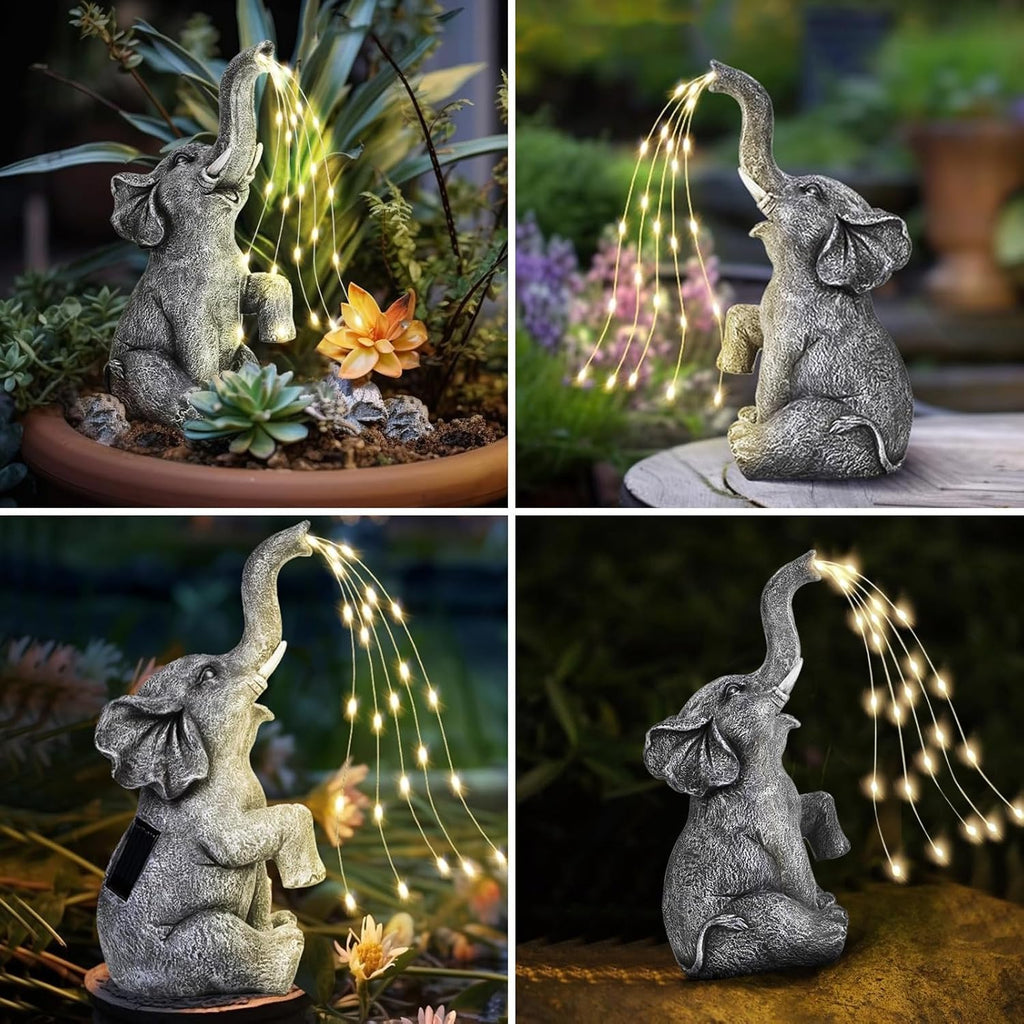 Elephant Statue Solar Garden LED Light Strings O22667