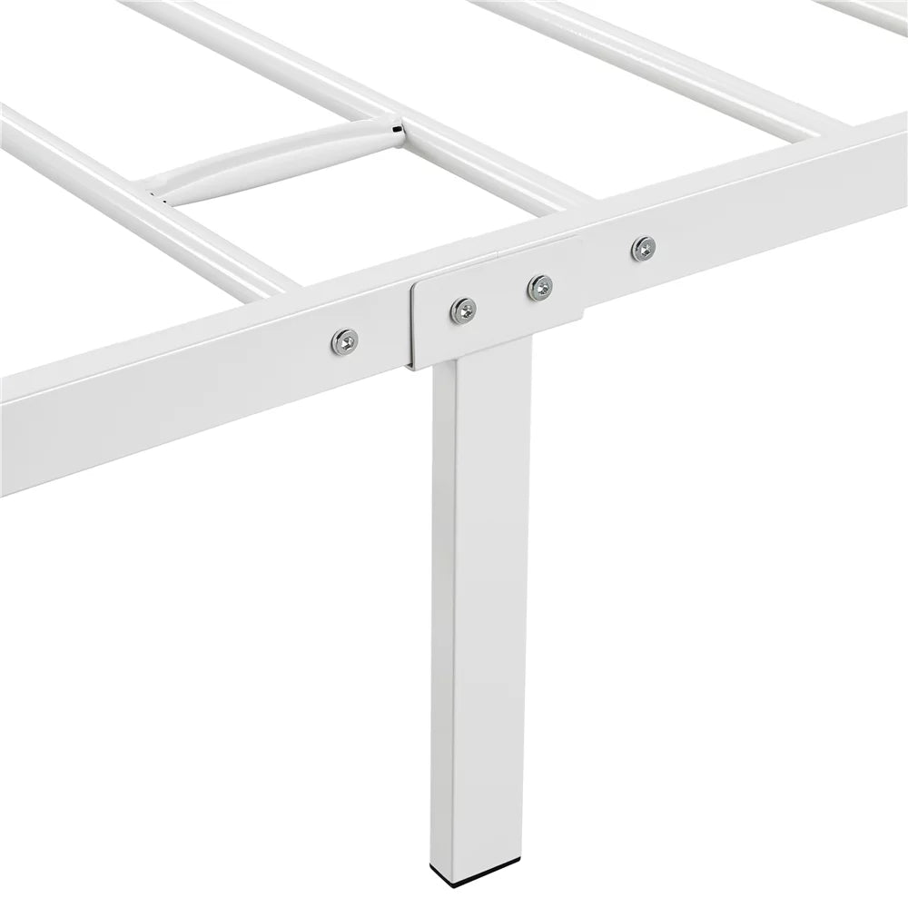 White Twin Metal Canopy Bed Frame with Headboard and Footboard L7584