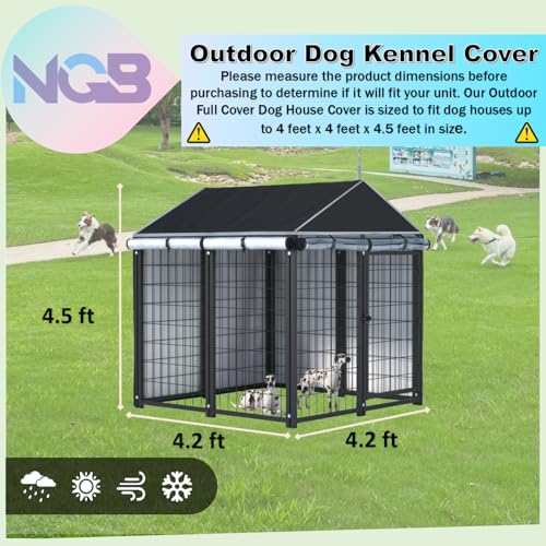 600d Heavy Duty Waterproof Black Dog Kennel Cover 4'Dx4'Wx4.5'H E1230