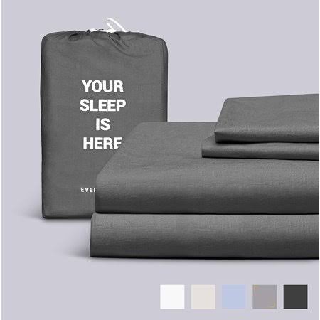 100% Cotton Percale Bed Sheets 4 Piece Set King Gray J2711