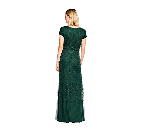 Short Sleeve Blouson Beaded Gown C86401