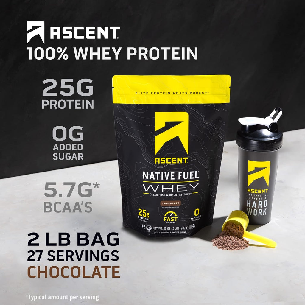 Chocolate Whey and Plant Protein Powder 2 lb 18 Servings A471485