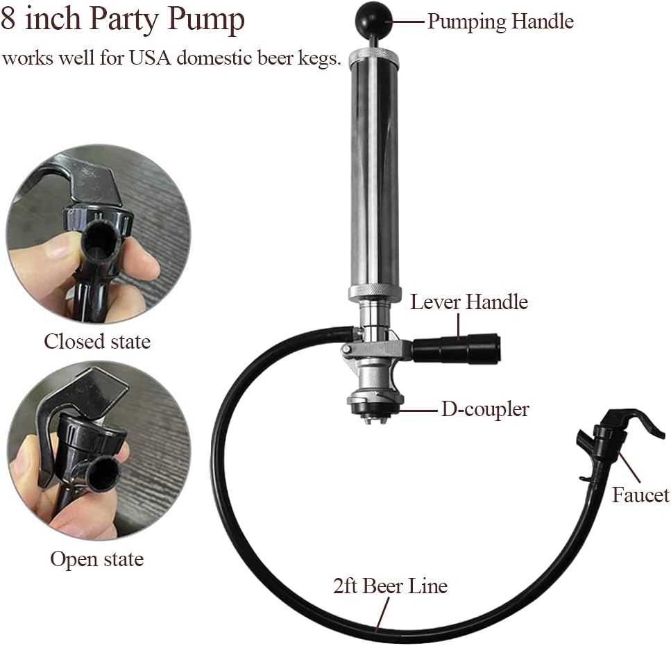Beer Party Pump with Picnic Tap 8 inch US Sankey D System Pack of 2 Q84397
