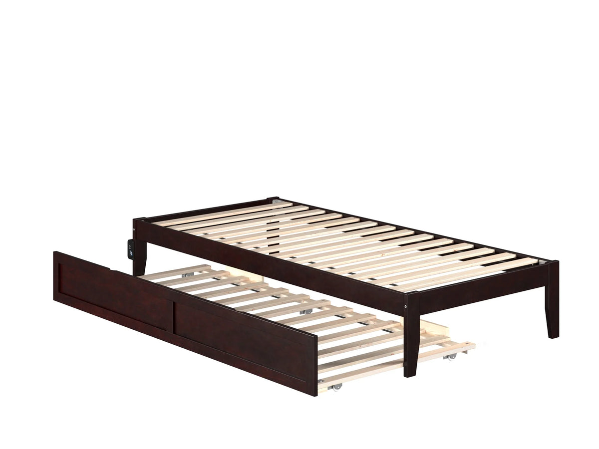 Espresso Twin XL Wood Platform Bed Frame with Trundle Z6876
