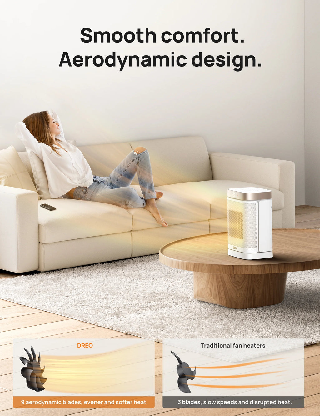 White 1500W PTC Ceramic Space Heater H1542