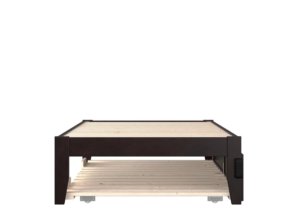 Espresso Twin XL Wood Platform Bed Frame with Trundle Z6876