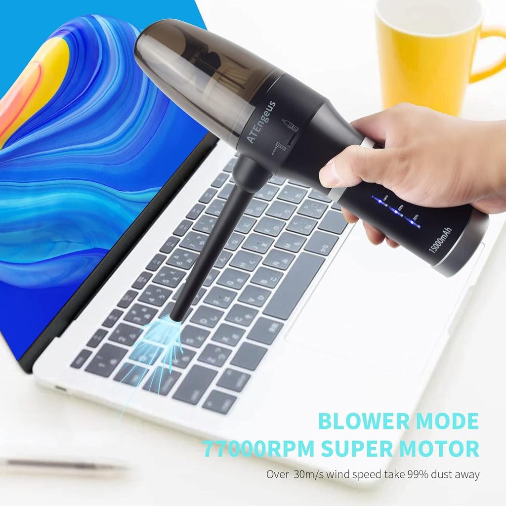 3 in1 Compressed Air Duster & Vacuum, 77000 RPM Cordless, 15000mAh, 2 Speeds, Detachable Battery J194205