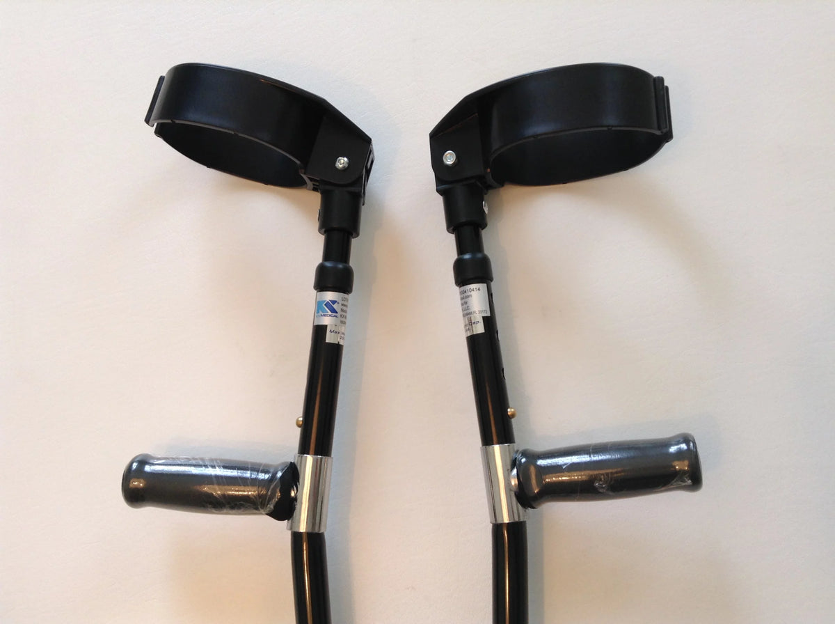Black Forearm Crutches Size M (Pair) Lightweight Adjustable S8188
