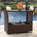 Rolling Wicker Bar Cart with Ice Bucket Y227