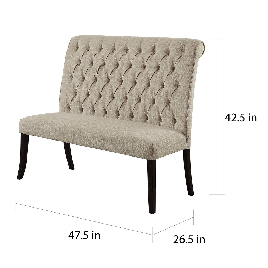 Ivory Chenille Tufted Dining Bench A74003