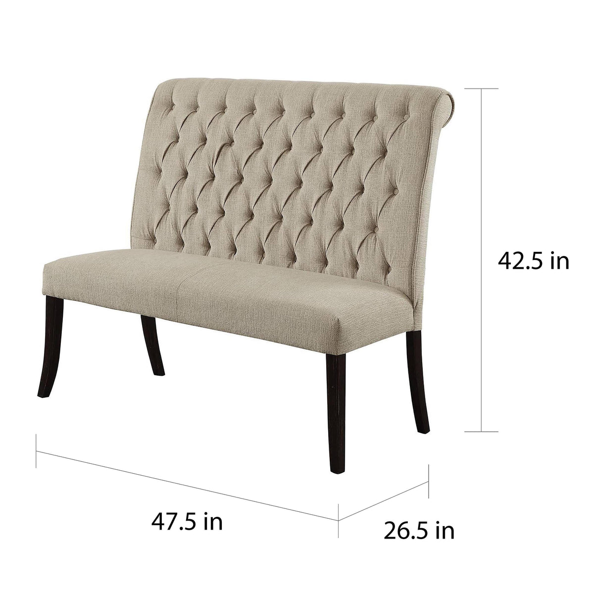 Ivory Chenille Tufted Dining Bench A74003