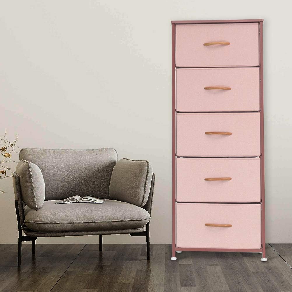 Vertical 5 Fabric Drawer Dresser Storage Tower Q6013