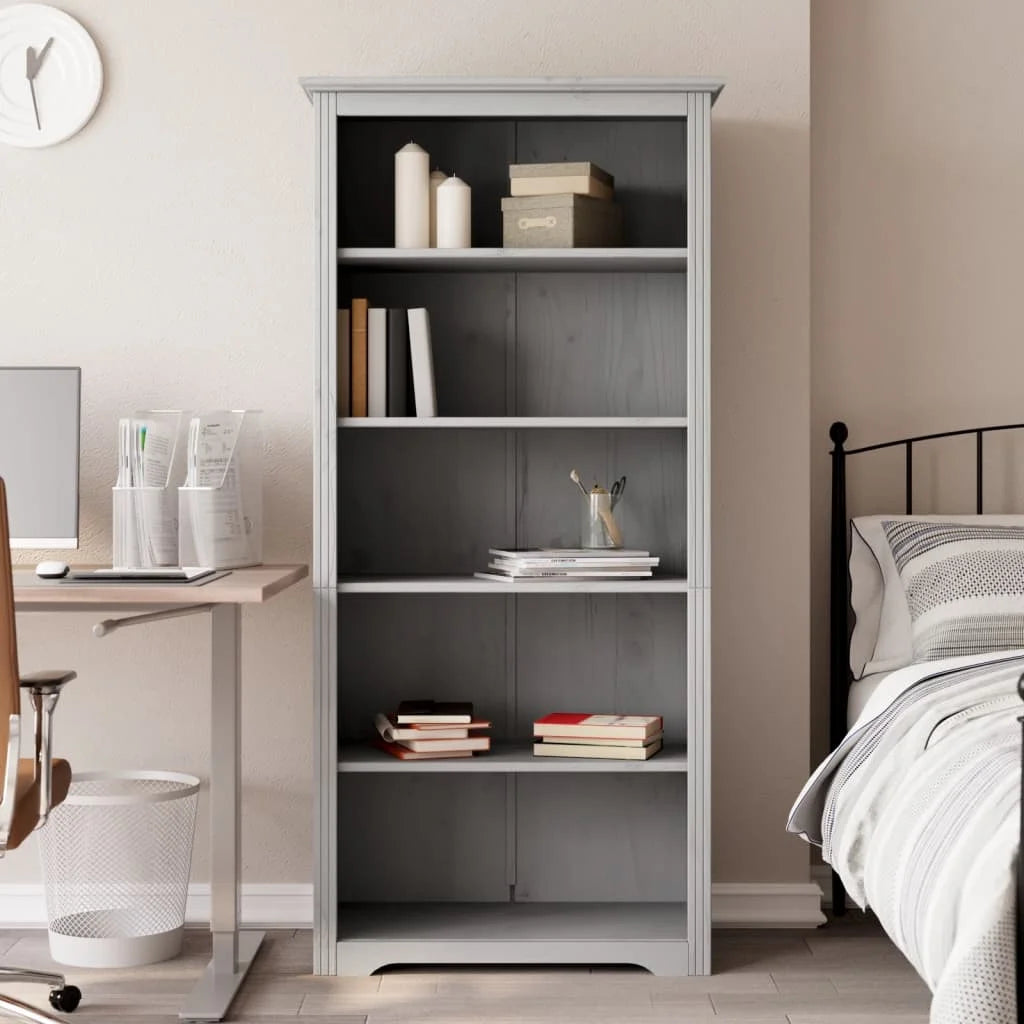 Gray Solid Wood Pine 5-Tier Bookcase C350050