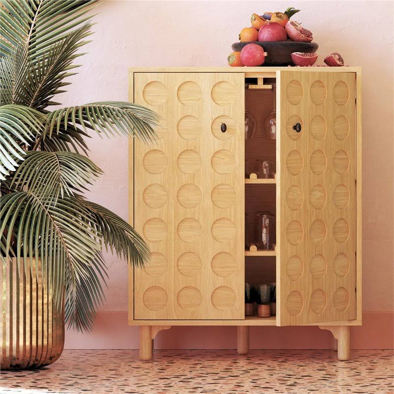 Light Ash Wood Bar Cabinet D6986