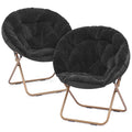 Black Faux Fur Folding Accent Chair with Metal Frame K445170