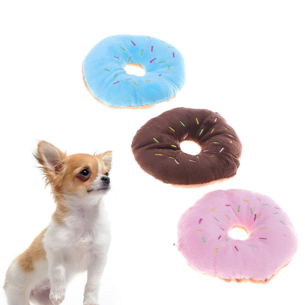 Squeaky Plush Donut Dog Toy V158886