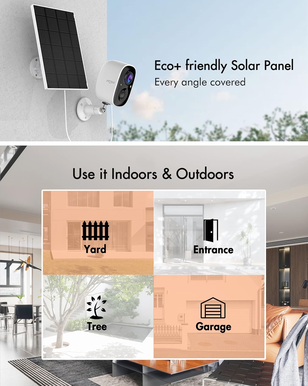 Solar Powered Security Camera Wireless Outdoor WiFi 1080P Color Night Vision with Solar Panel P660