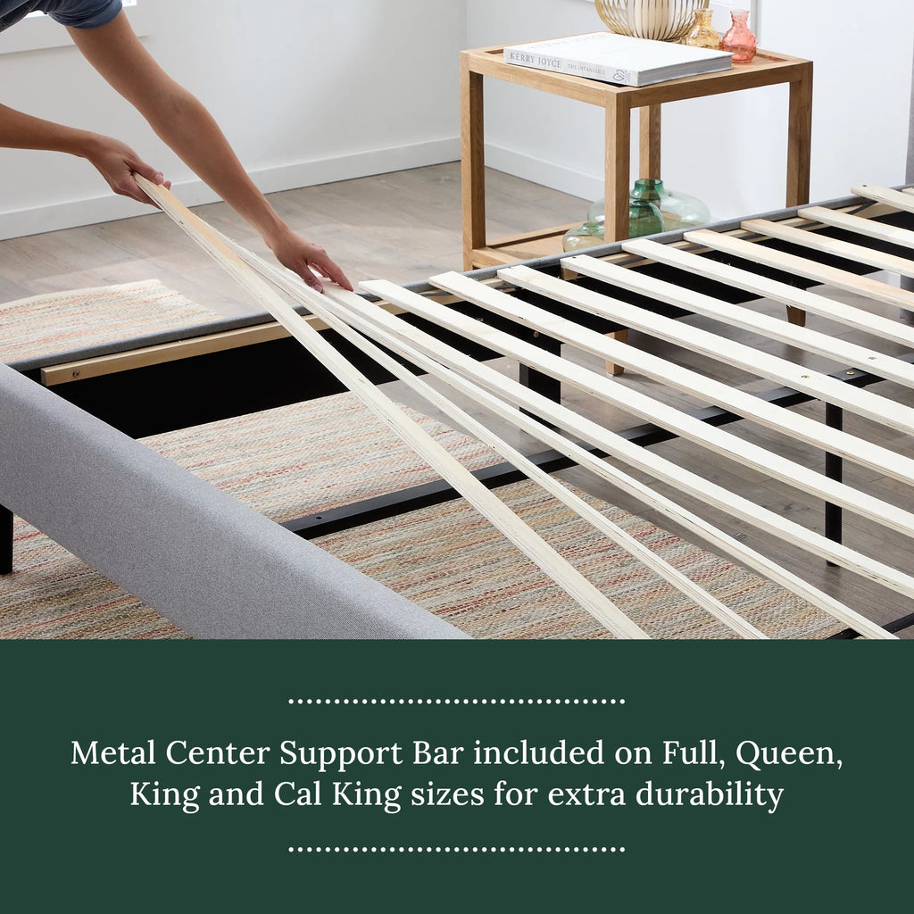 Upholstered Channeled Platform Bed, Full, Cream E498708