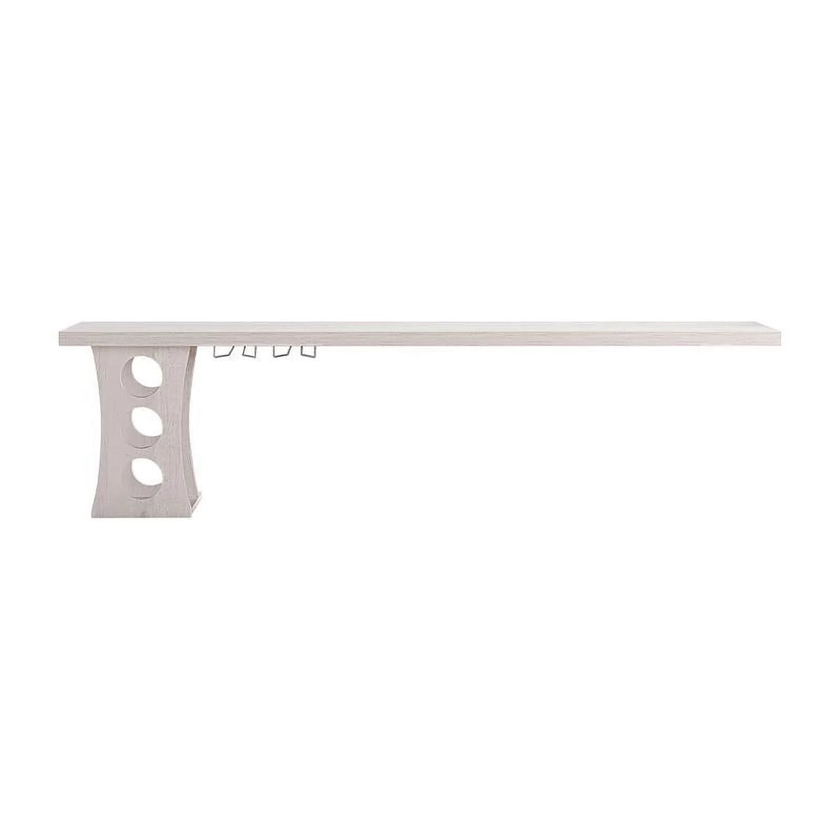 White Oak Wood Floating Bar Table with Wine Rack U10426