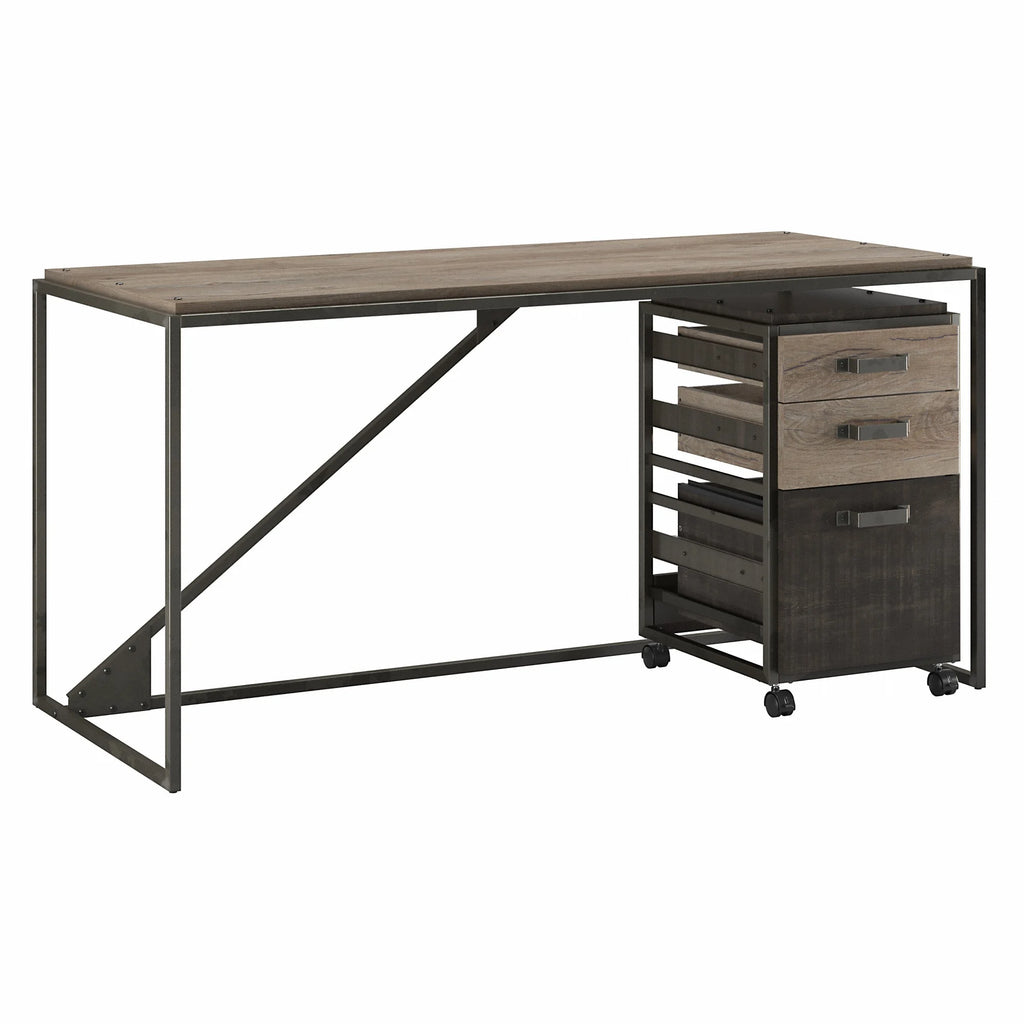 62" Industrial Writing Desk with Mobile File Cabinet N46800