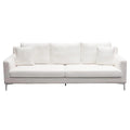 White Linen Sofa with Polished Silver Metal Leg T958