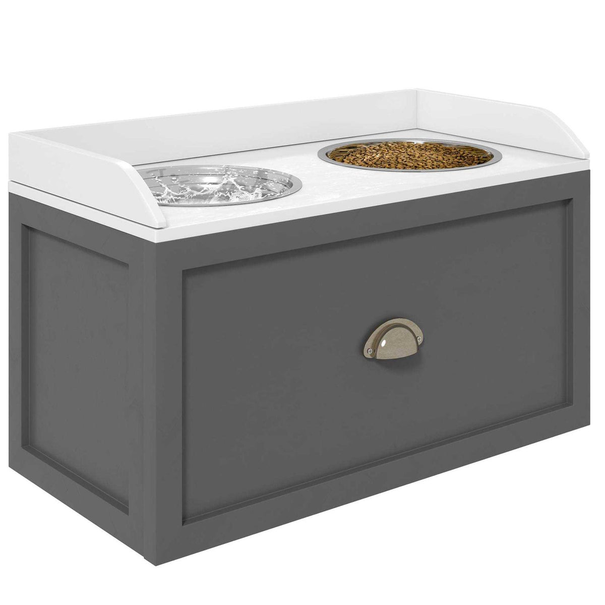 Elevated Dog Bowls with Storage Drawer G1575