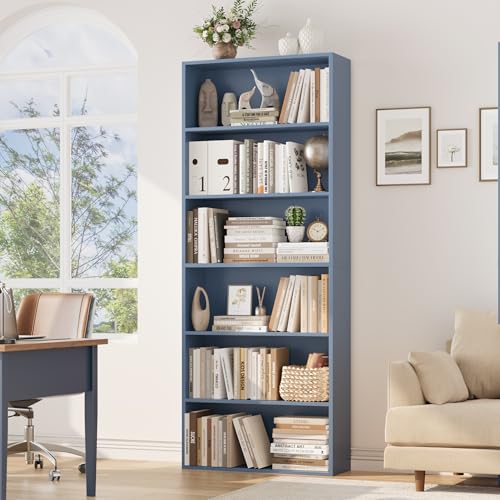 6-Tier Dark Gray Freestanding Bookcase and Bookshelf C453