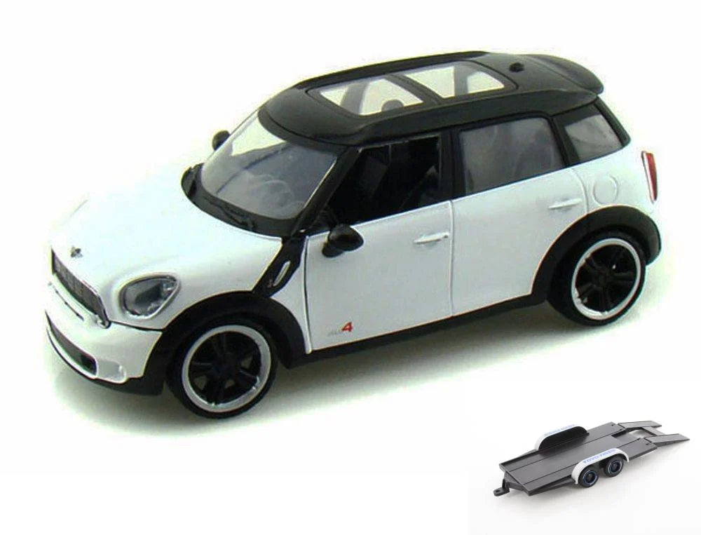 1/24 Scale Diecast Car with Trailer, White with Black Roof G283084