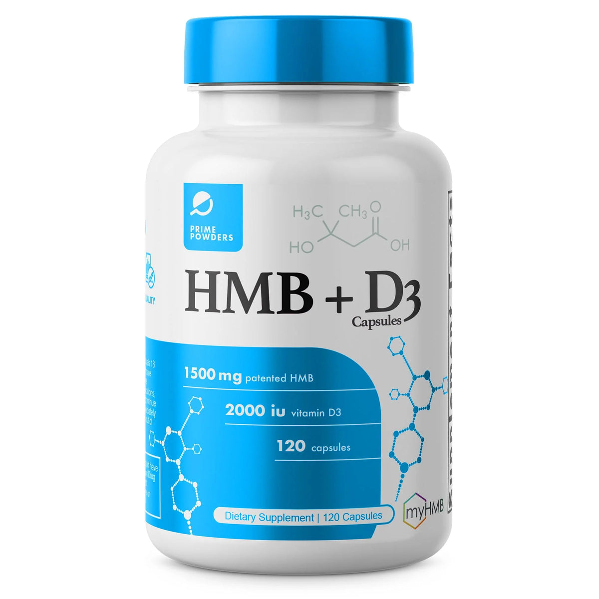 HMB and Vitamin D3 Supplement 1,500mg Capsules 120 Count W9384
