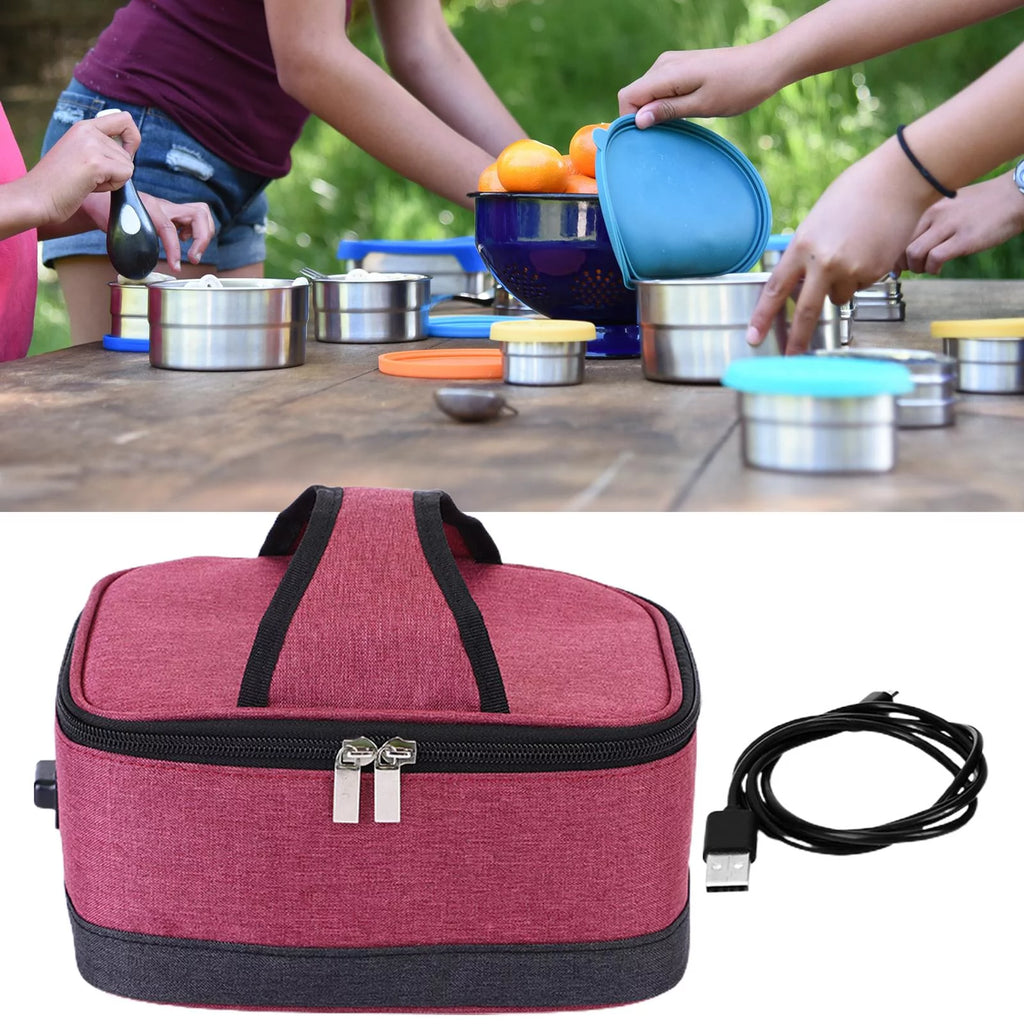 Red Electric Heated Lunch Box Insulation Bag J96672