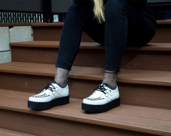 White Leather Creeper Shoes E636