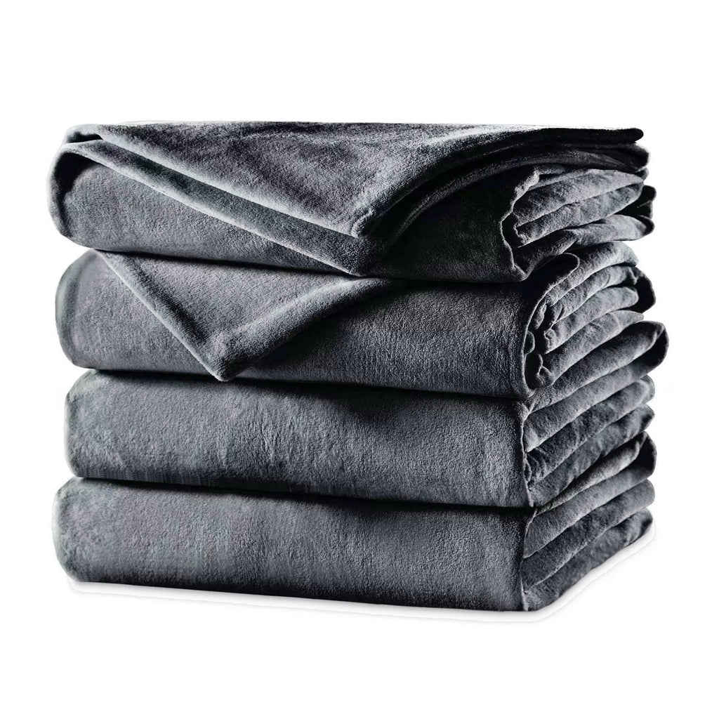 Velvet Plush Electric Heated Blanket King Size Slate Grey Q368659