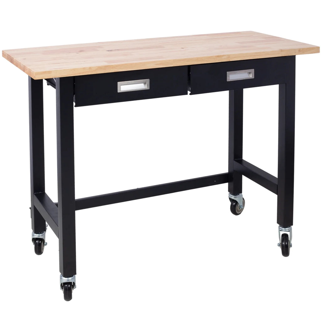 48in Heavy Duty Bamboo Wood Workbench with Drawer Storage Y100253