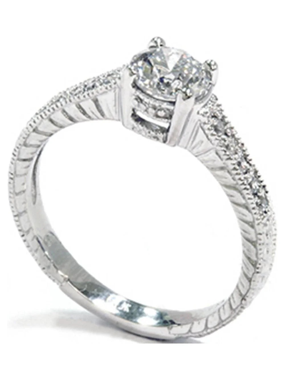 Vintage Diamond Engagement Ring 1 Carat 14K White Gold Round Brilliant Cut I72270