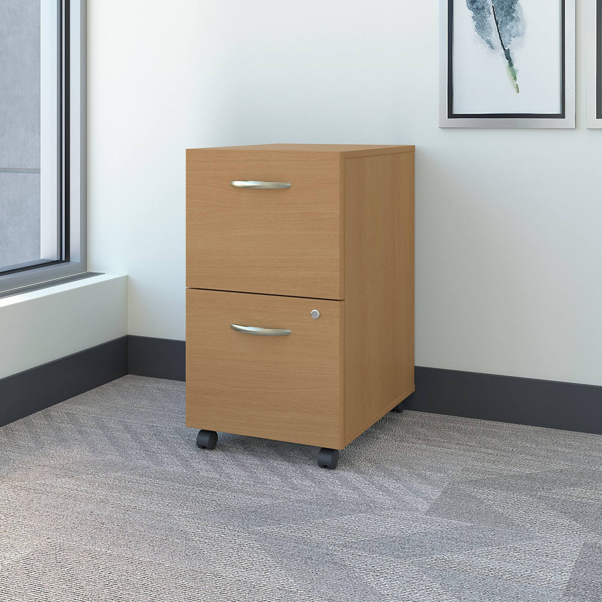 Light Oak 2 Drawer Mobile File Cabinet D626316