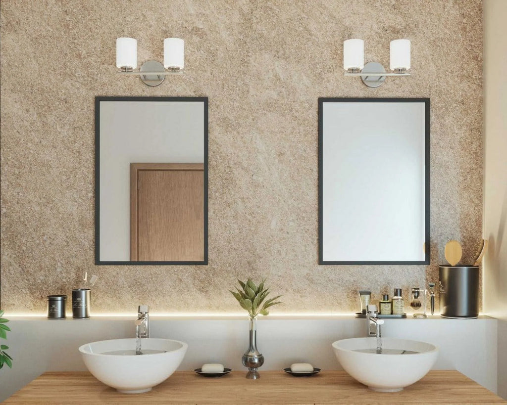2 Light Textured Black Etched Glass Bath Vanity Light A14530