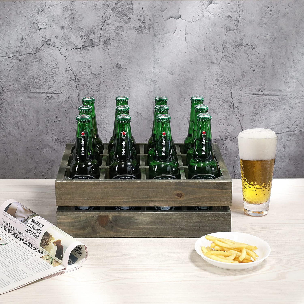Wooden Crate Drink Carrier with Handles V110