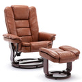 Brown Faux Leather Recliner with Ottoman R50200