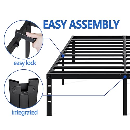 Full Size 18 Inch Black Metal Bed Frame with Storage B5482