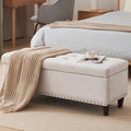 Off-White Linen Upholstered Storage Bench A228404