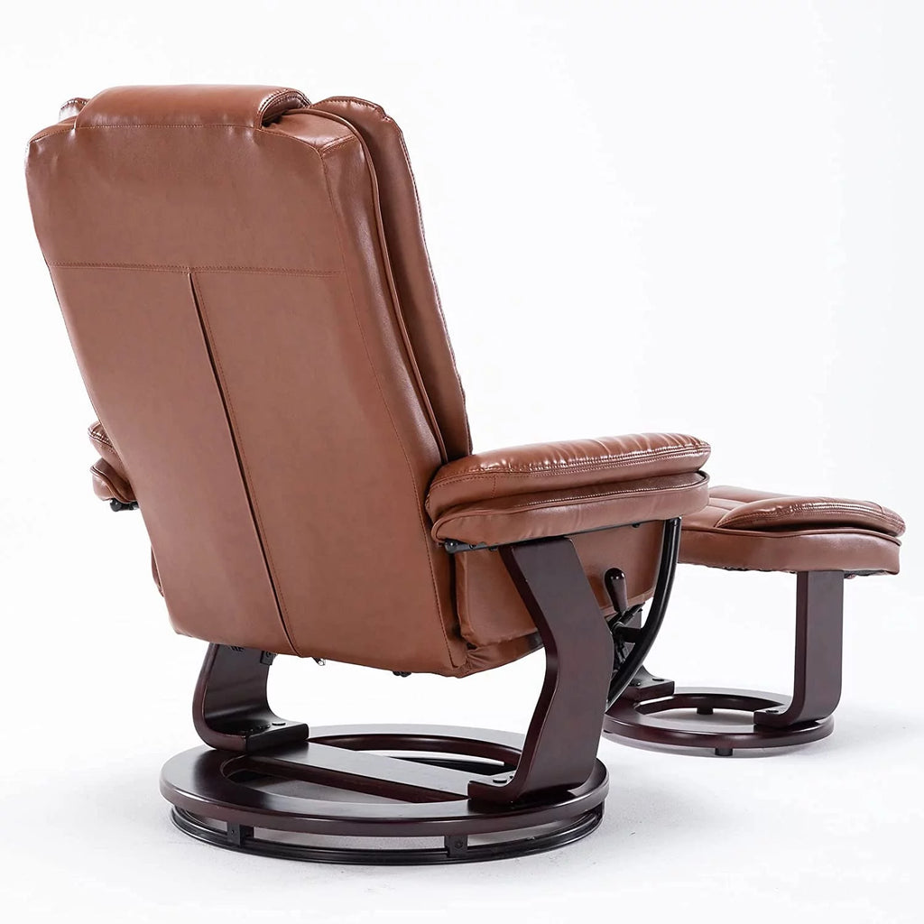 Brown Faux Leather Recliner with Ottoman R50200