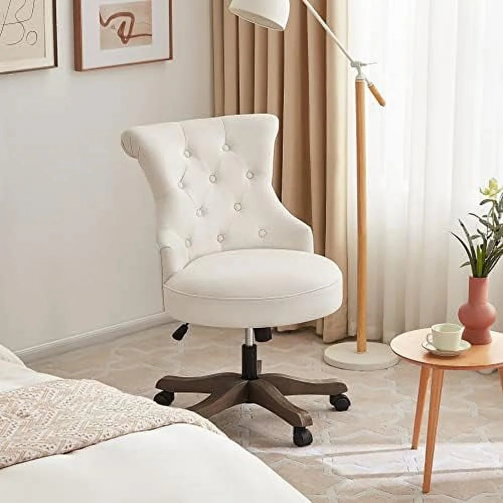 Adjustable Swivel Linen Fabric Upholstered Office Chair with Wheels X100