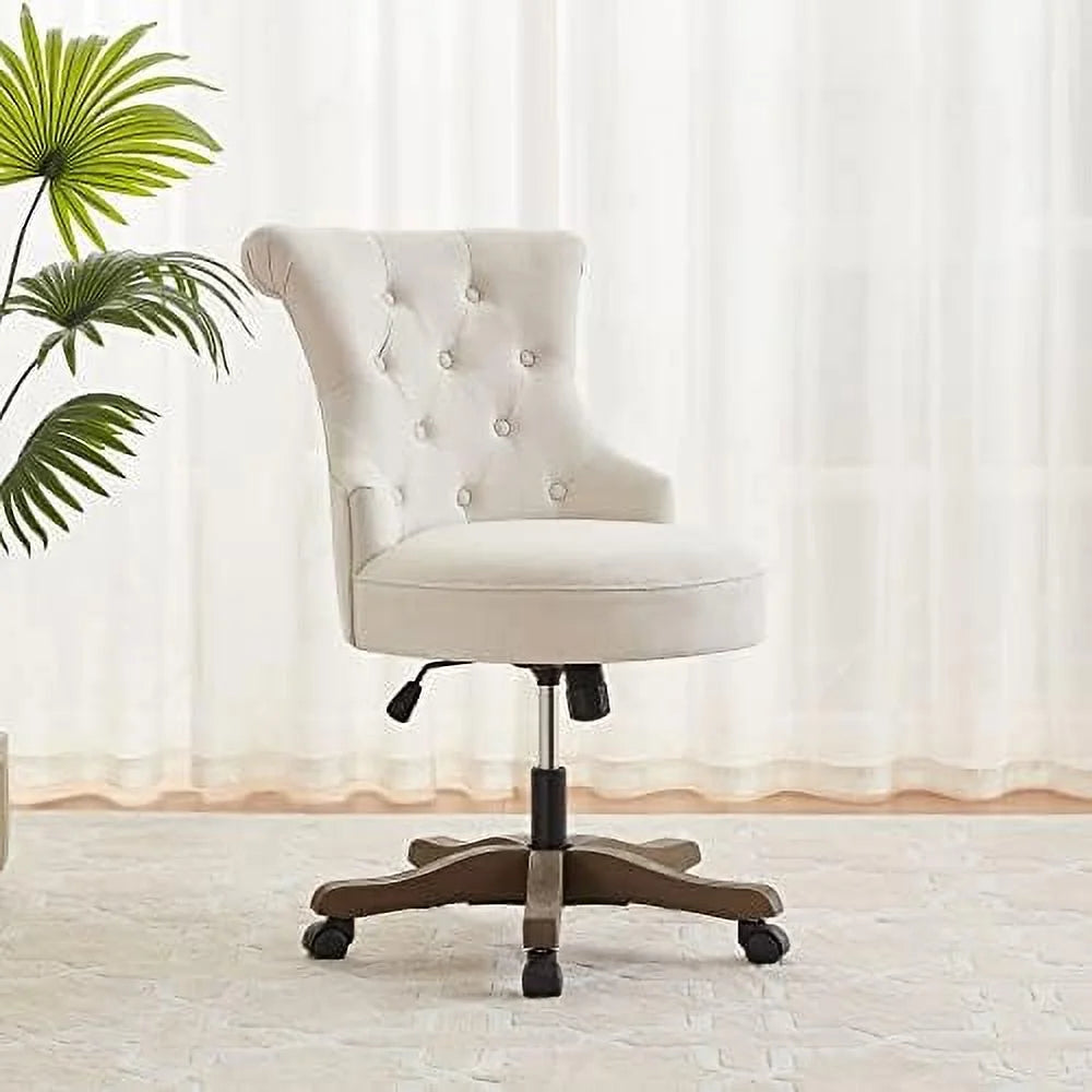 Adjustable Swivel Linen Fabric Upholstered Office Chair with Wheels X100