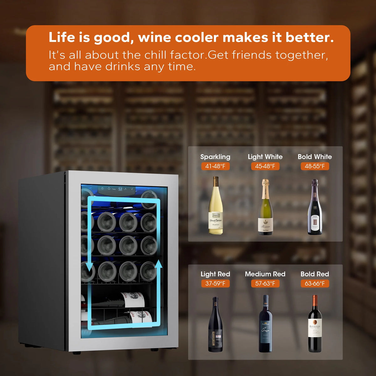 20 Bottle Mini Wine Fridge with Glass Door S443