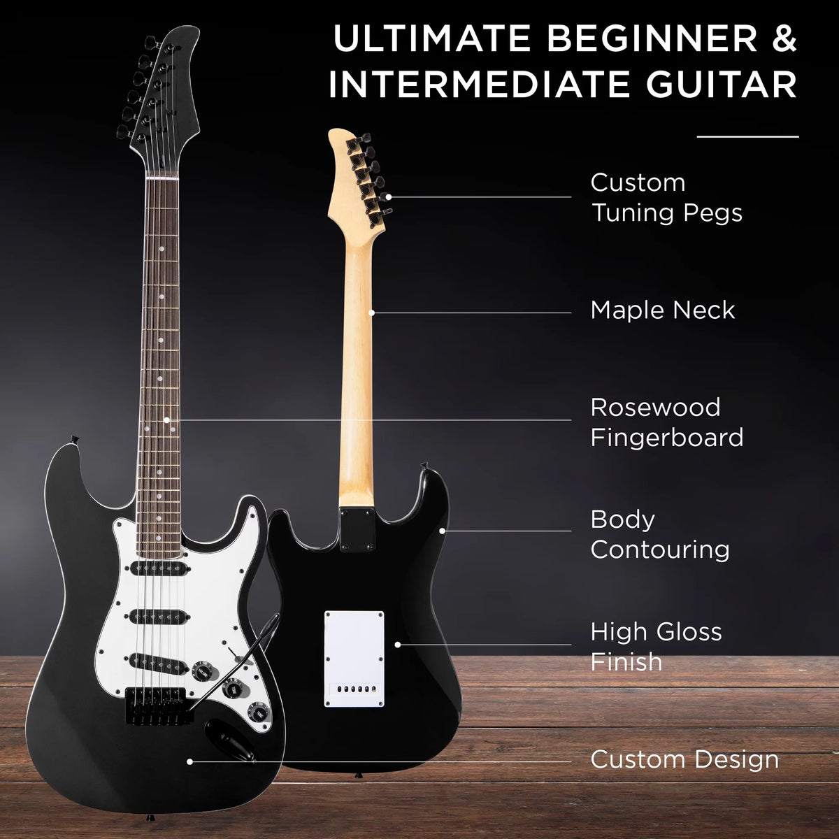 39in Full Size Beginner Electric Guitar Kit with Case O4055