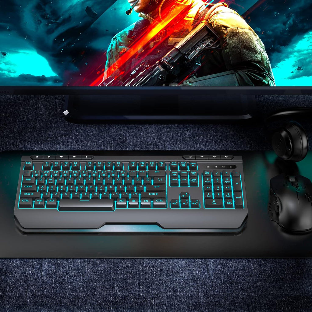 Wireless Gaming Keyboard with Ergonomic Wrist Rest, Pack of 2 N526