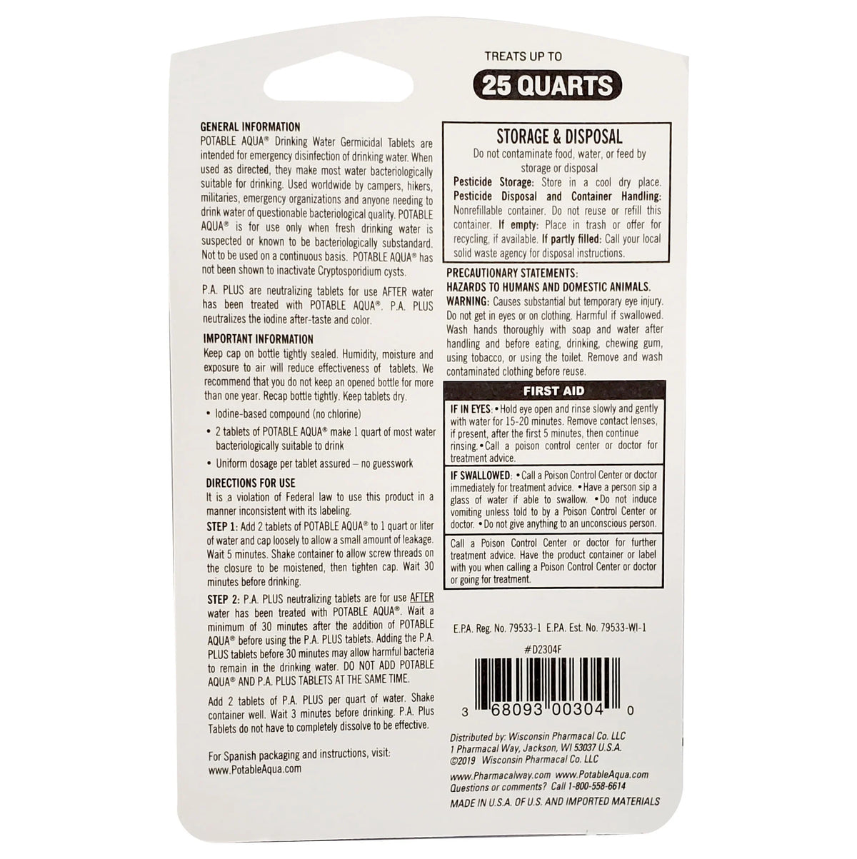 Water Purification Tablets, Two 50 Count Bottles R823562