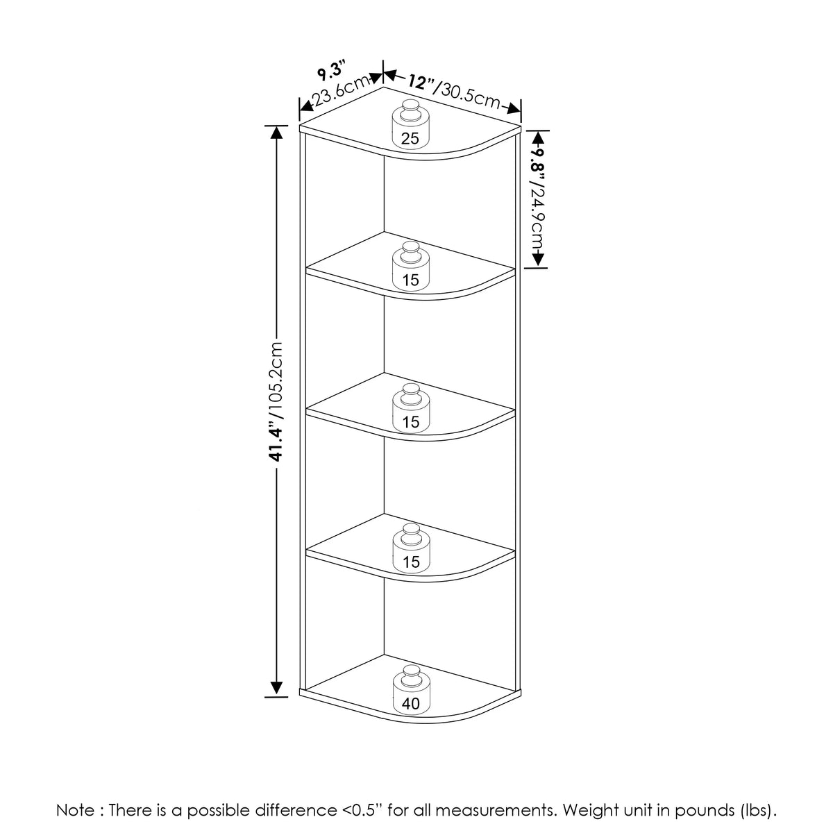 4-Tier Corner Open Shelf Bookcase D7765