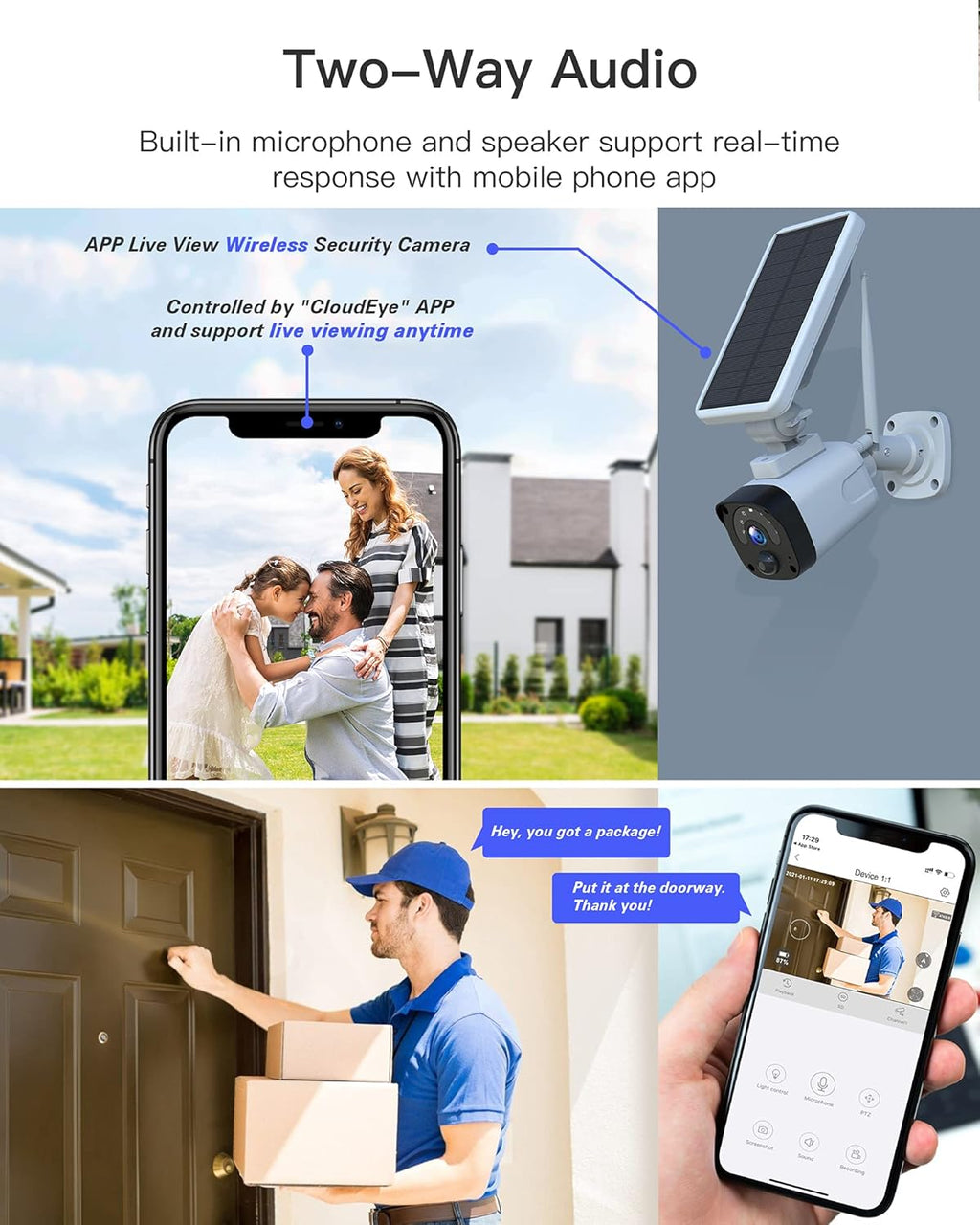 Wireless Solar Security Camera System with Base Station and 4 Cameras, 1080P Night Vision, IP65 Waterproof Y874