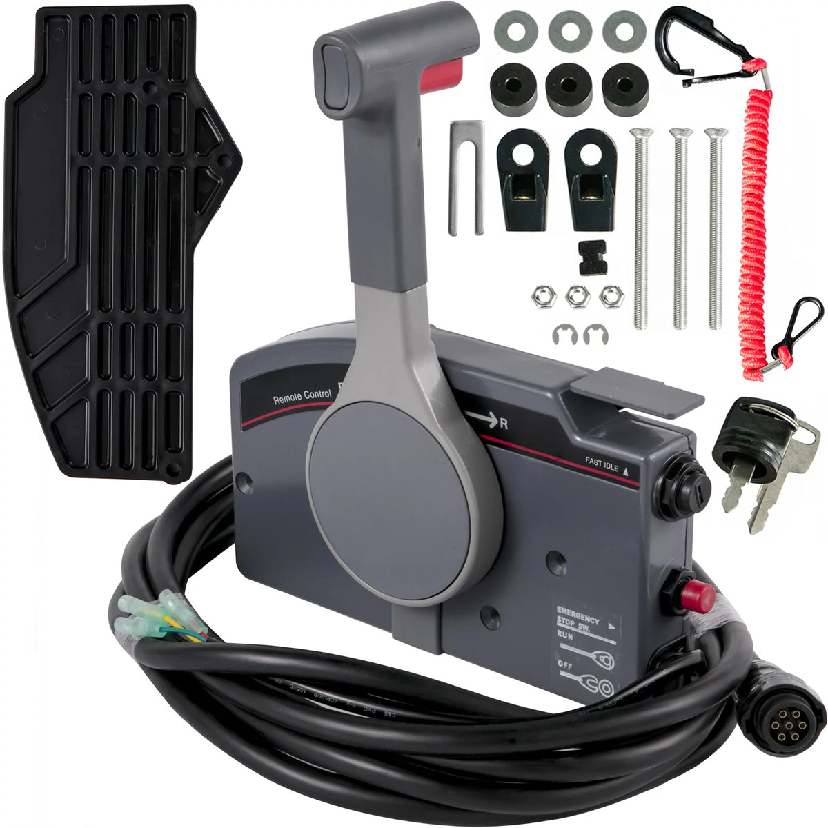 Boat Throttle Control Box with Safety Lanyard and Key Switch V647